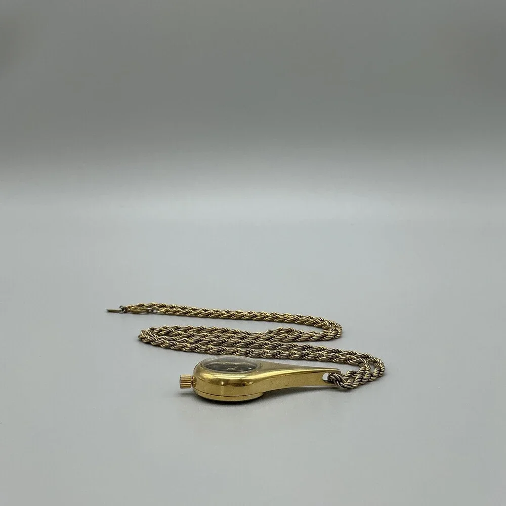 Vintage Lucerne Womens Pendant Necklace Watch 23mm Gold Tone Swiss Manual